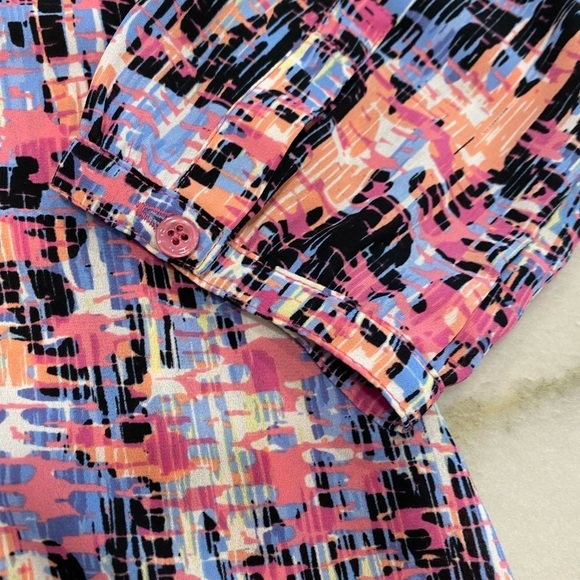 NYDJ Henley Blouse size Small 3/4 length sleeves Multicolor Print - Picture 5 of 14